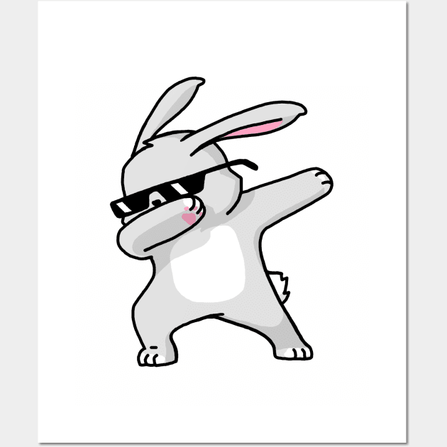 Dabbing Easter Bunny Funny Shirt Dab Hip Hop Wall Art by vo_maria